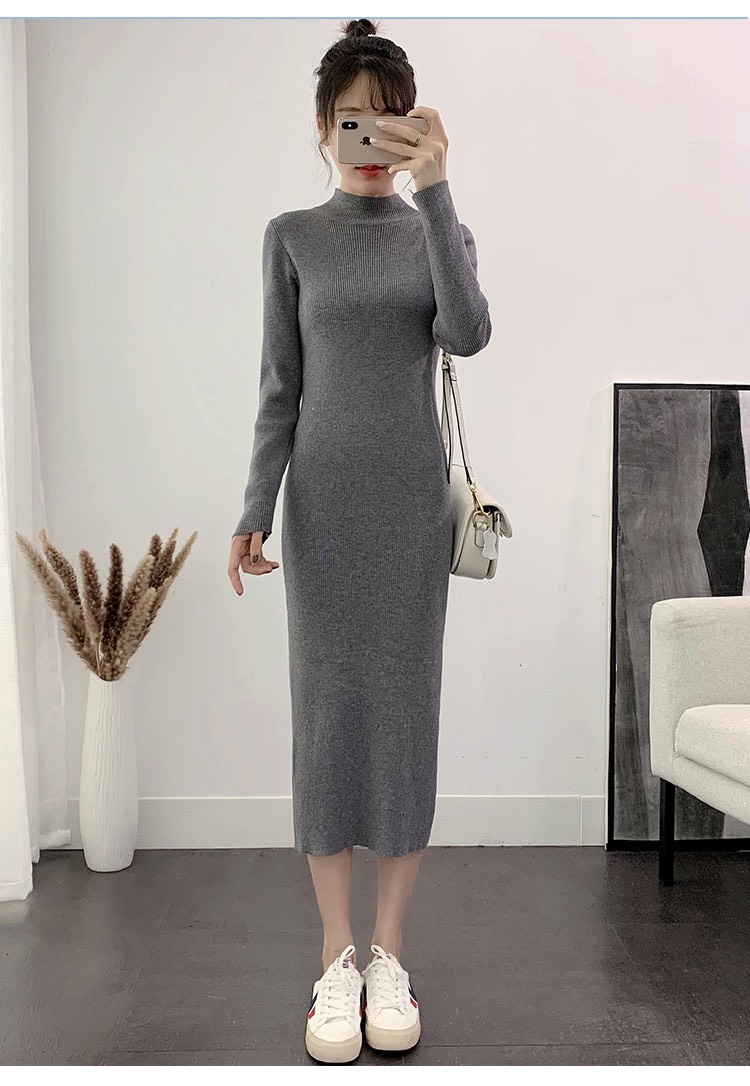 Đầm len ôm body cổ 3 phân màu xám, đầm ôm body nữ sexy, đầm len tăm dáng dài, đầm len nữ, đầm body nữ dáng ôm, đầm len cao cổ, đầm len dáng suông, đầm len ôm hàn quốc, AMELIA