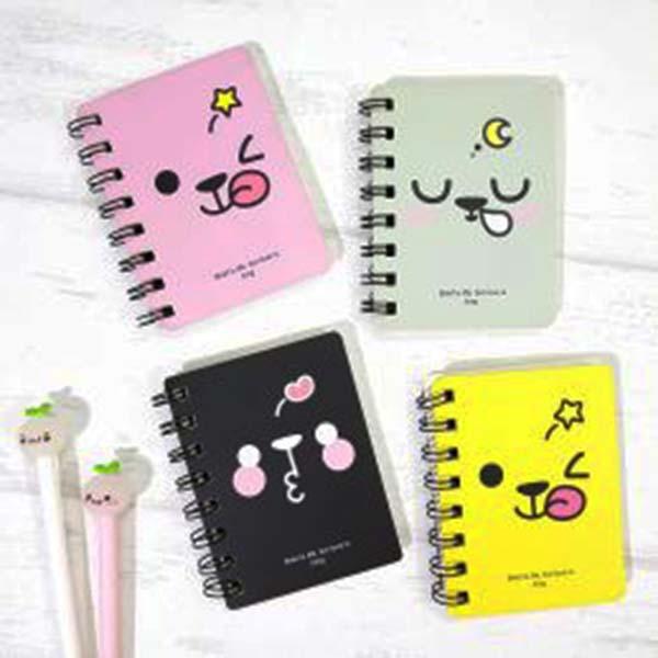 Sét 5 Quyển Sổ Gáy Xoắn 80 Trang Tặng 1 Bút Mực Nước Cute