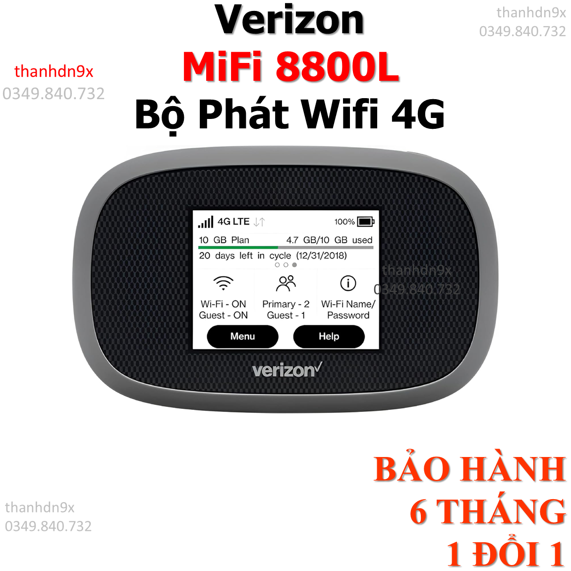 MiFi 8800L- Cục Phát Wifi 4G Verizon Inseego Jetpack MiFi 8800L – Tốc độ 4G 1,2Gbps – Thương hiệu ca