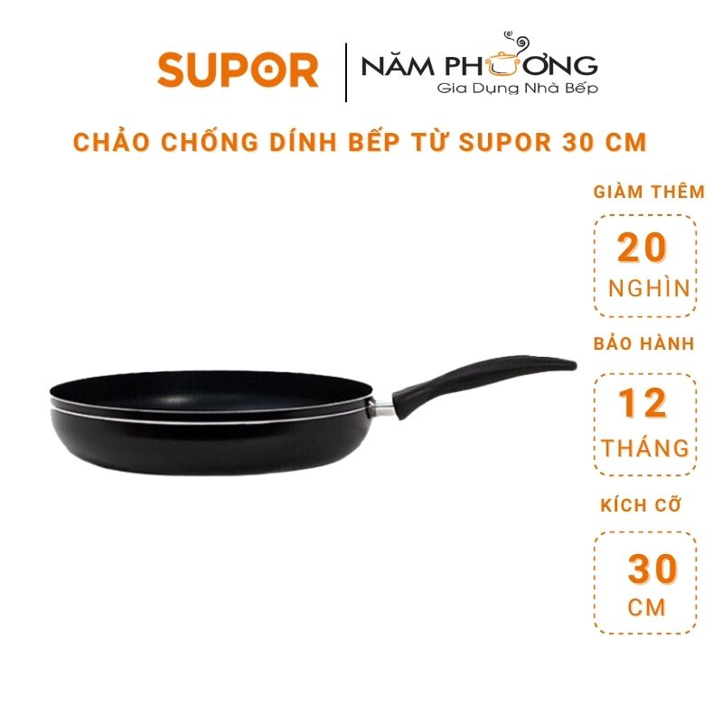 Chảo chống dính Supor phủ men Nhật dùng được bếp từ size 30cm hàng chính hãng H20205-J30