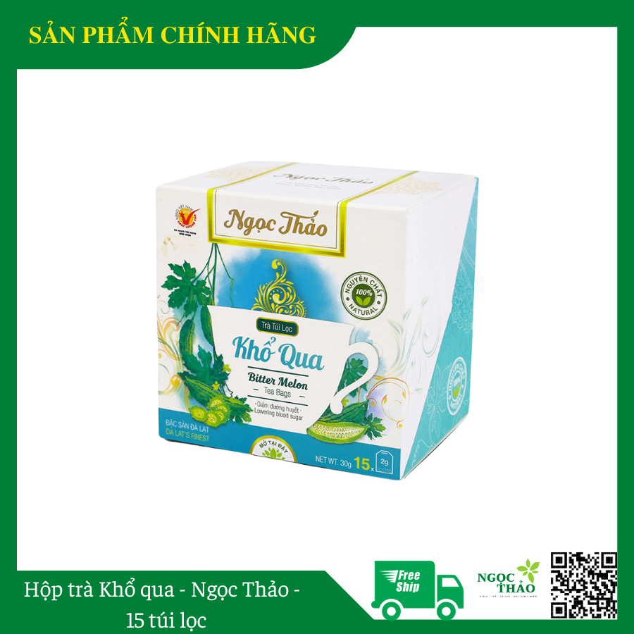 Hộp trà Khổ qua Ngọc Thảo - 15 túi lọc - An thần, giảm stress, ngủ ngon