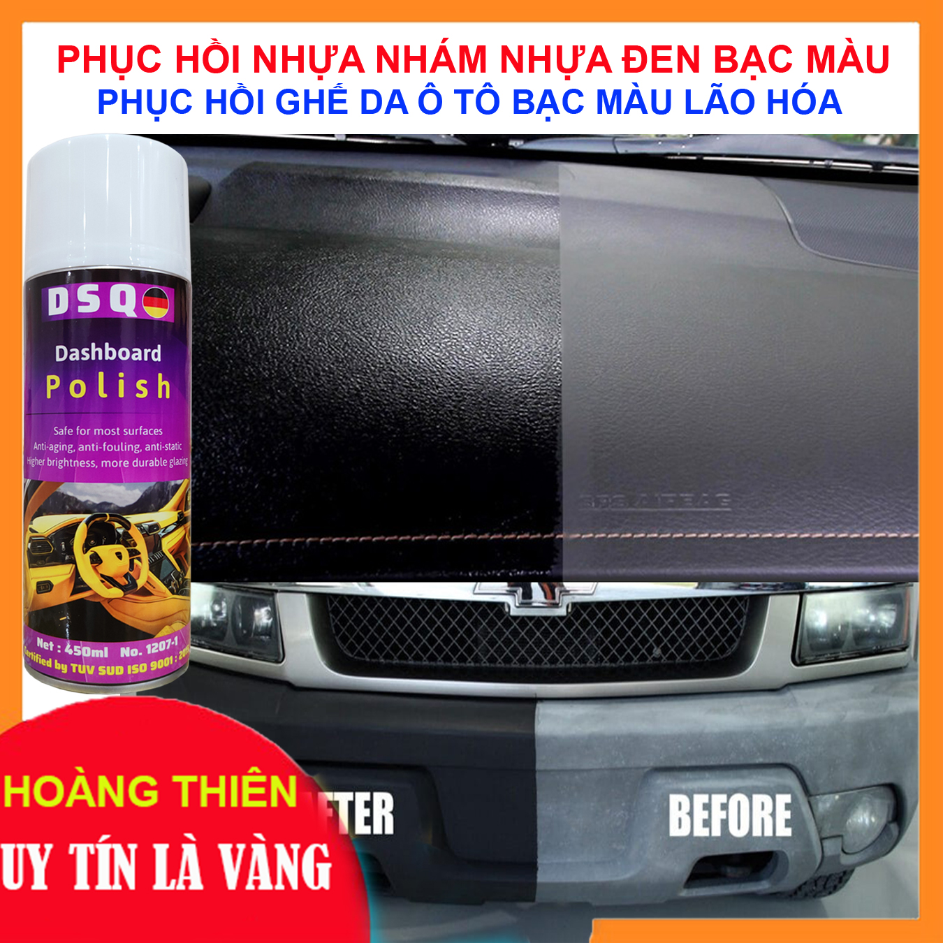[HÀNG XỊN] Chai Xịt Dưỡng Nhựa Nhám Ô Tô, Xe Máy – Bình Dung Dịch Phục Hồi, Làm Mới Ghế Da, Nội Thất Xe Hơi – Chai Xịt Chống Lão Hóa Nhựa Nhám, Ghế Da, Sofa - DSQ DASHBOARD WAXING 450ML - Công Nghệ MỸ - TUSAN SHOP