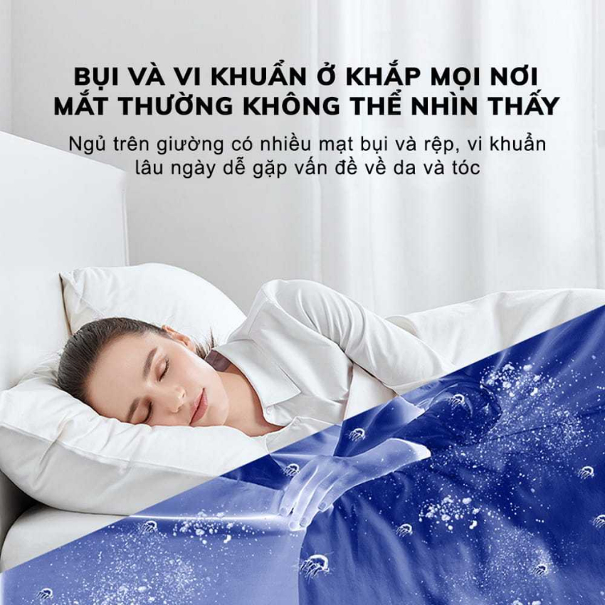 Máy Hút Bụi Giường, Máy Hút Bụi Giường Nệm Bụi Mịn Diệt Khuẩn Đèn UV Sạc Pin Tiện Dụng Không Tiếng Ồn, Bảo Hành 12 Tháng