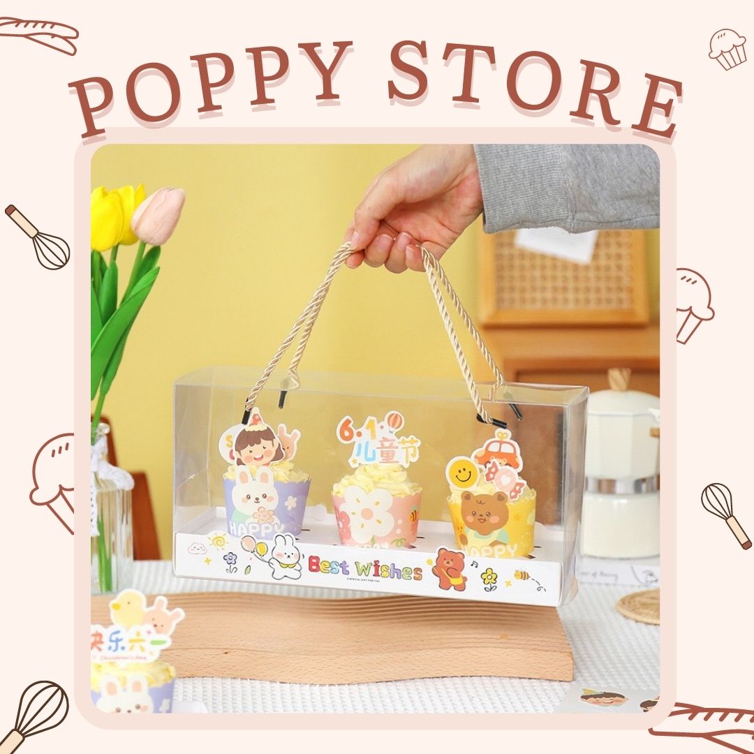 Hộp đưng bánh cupcake, hộp nhựa đựng bánh, hộp mica đựng cupcake - POPPY STORE