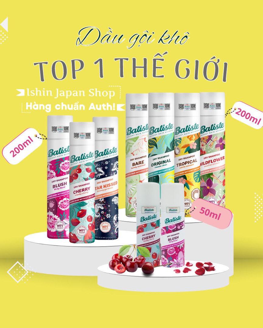 Dầu gội khô Batiste Dry Shampoo 200ml chính hãng