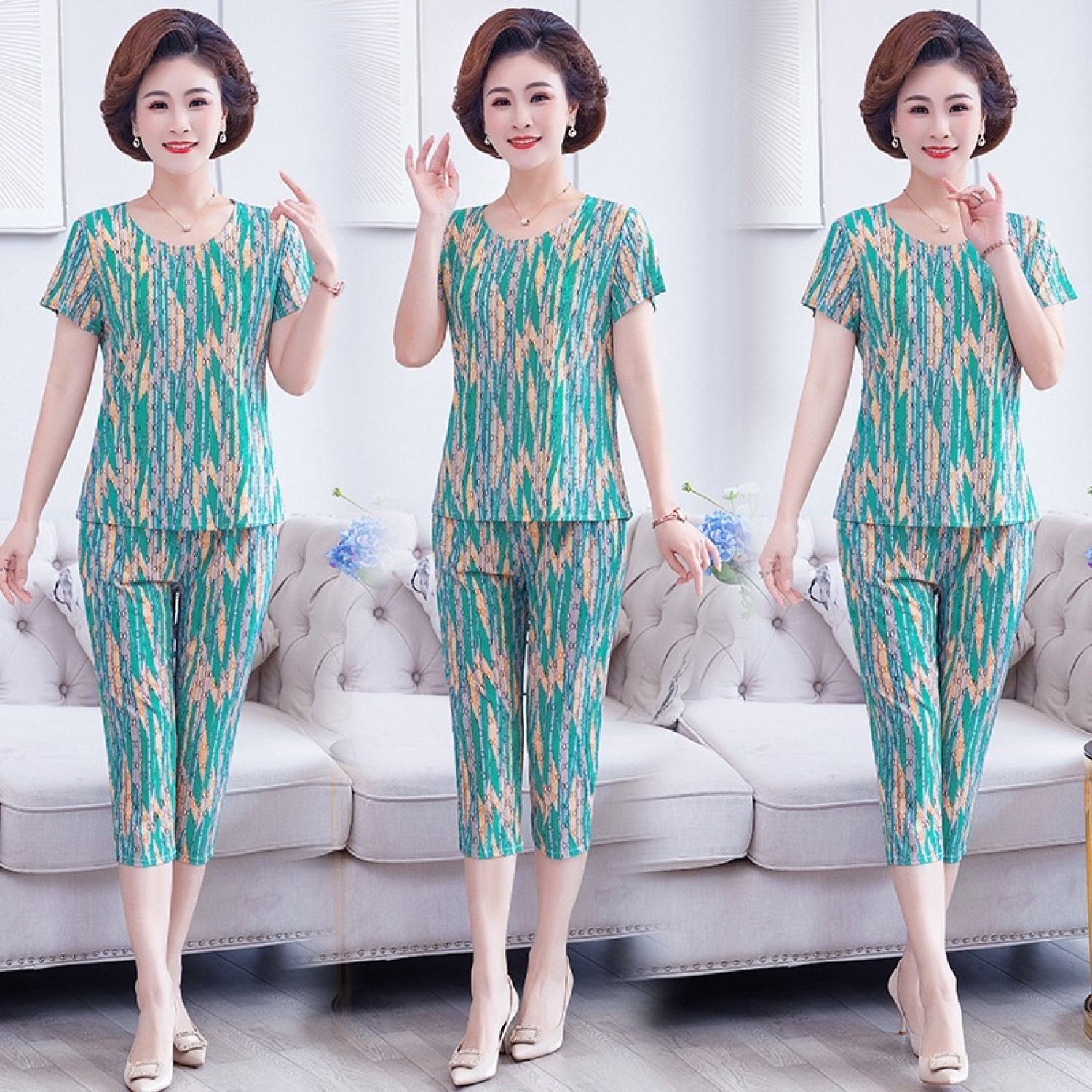 Bộ đồ mặc nhà trυng niên nữ chất liệu thun tăm mát mềm mịn món quà tặng cho mẹ
