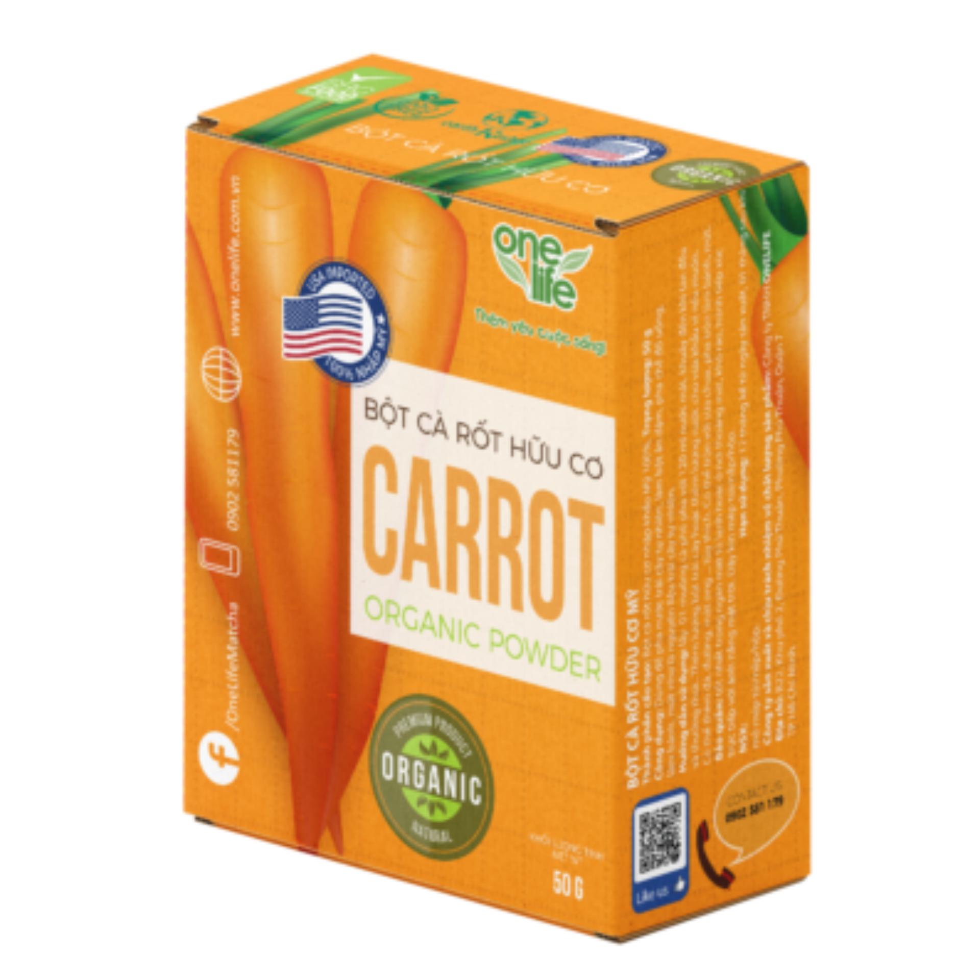 Bột cà rốt hữu cơ onelife nhập khẩu 100% tại mỹ- hộp 50gr
