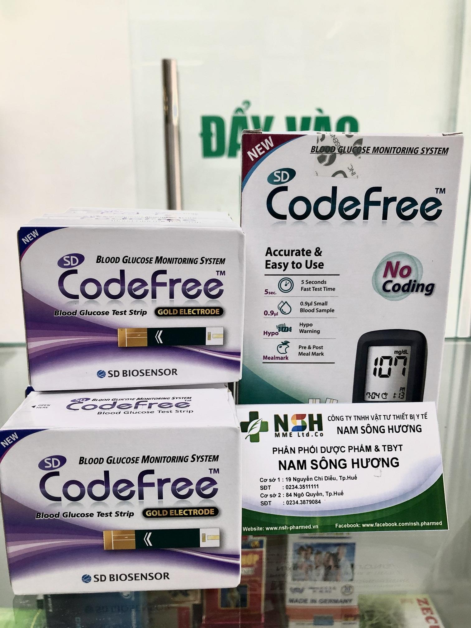 Hộp 25 que thử đường huyết test thử tiểu đường đường huyết SD Codefree (tiểu đường SD Code free) của Hàn Quốc