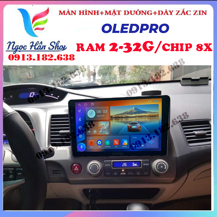 Màn hình OLEDPRO cho xe HONDA CIVIC 2007-2012, với android 10.1 vào mạng xem trực tuyến, kết nối wifi, Dcom 3G, mạng dữ liệu di động- màn hình cảm ứng xe ô tô, lắp camera lùi cho ô tô