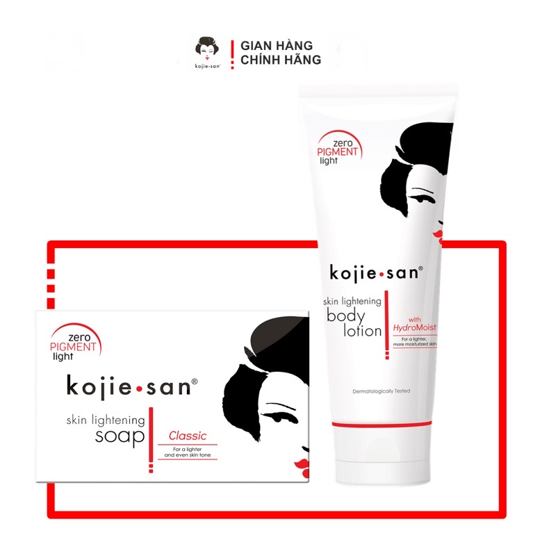  Combo xà bông và kem dưỡng trắng da toàn thân,loại bỏ mụn lưng KOJIESAN hàng chính hãng 