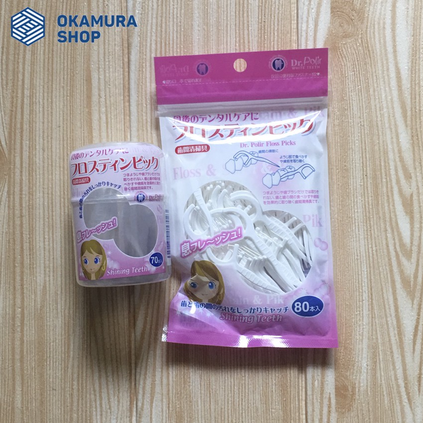 Combo 1 hôp tăm chỉ okamura 70 cây và 1 gói 80 cây