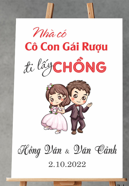Bảng cưới Nhà Có Cô Con Gái Đi Lấy Chồng Bảng chào Welcome Bảng đón khách để cổng cưới trang trí đám cưới