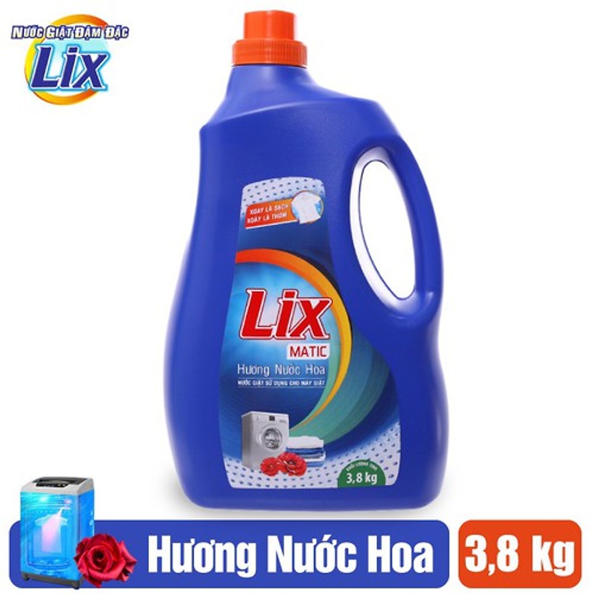 [MỚI] Nước giặt LIX Matic Xanh Chai 3,8kg Chuyên dùng cho máy giặt cửa trước