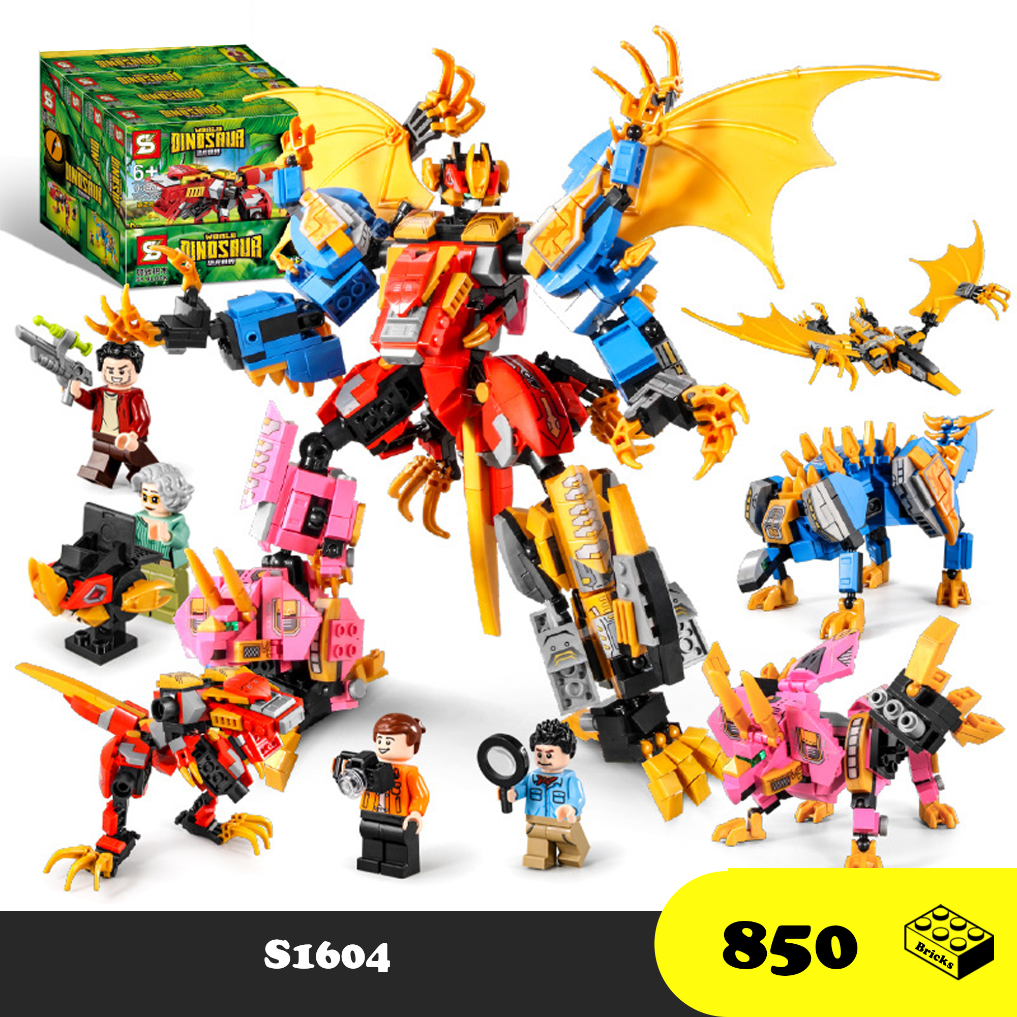 Đồ chơi Lắp ráp Robot Khủng cổ đại long 4 in 1 - SY1604 Dinosaur Robot - Xếp hình thông minh - Mô hình trí tuệ