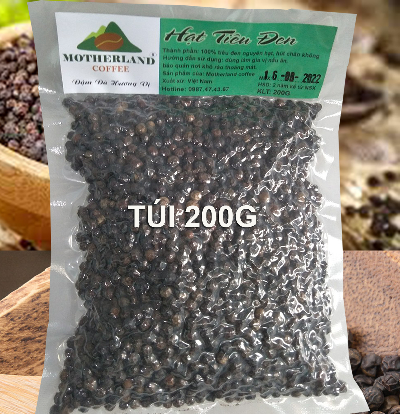 Tiêu đen nguyên hạt hút chân không gói 200g