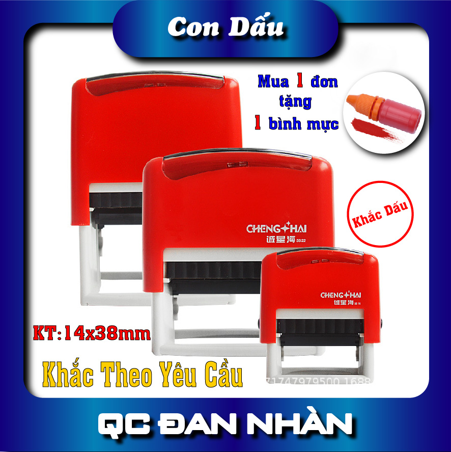 Con dấu đóng mộc KHẮC THEO YÊU CẦU 14x38 mm TẶNG 1 BÌNH MỰC CHO ĐƠN HÀNG BẤT KỲ
