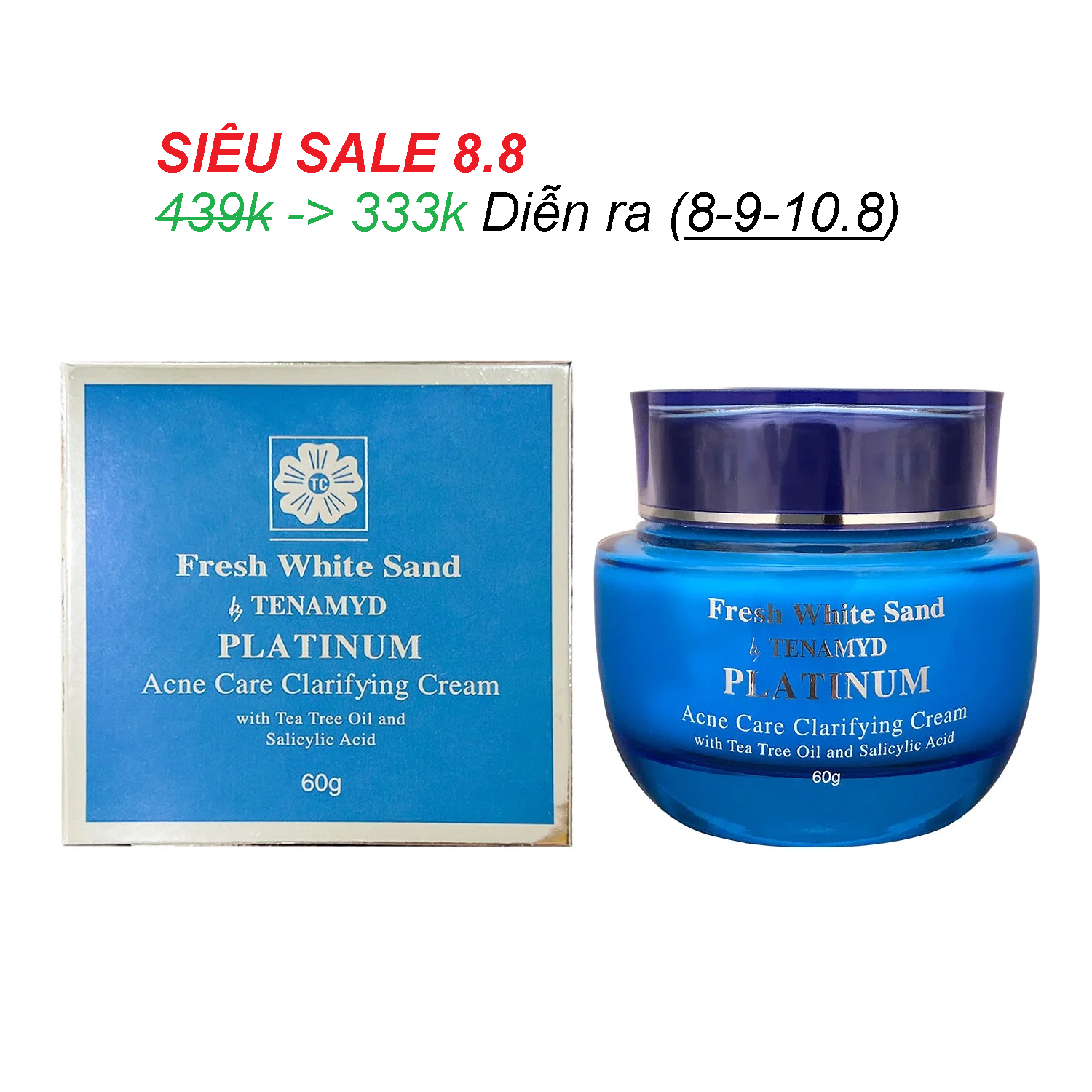 [SIÊU SALE 8.8 Date 11 2026] Kem Dưỡng Cho Da Mụn Fresh White Sand Tenamyd Platinum Acne Care Clarifying Cream