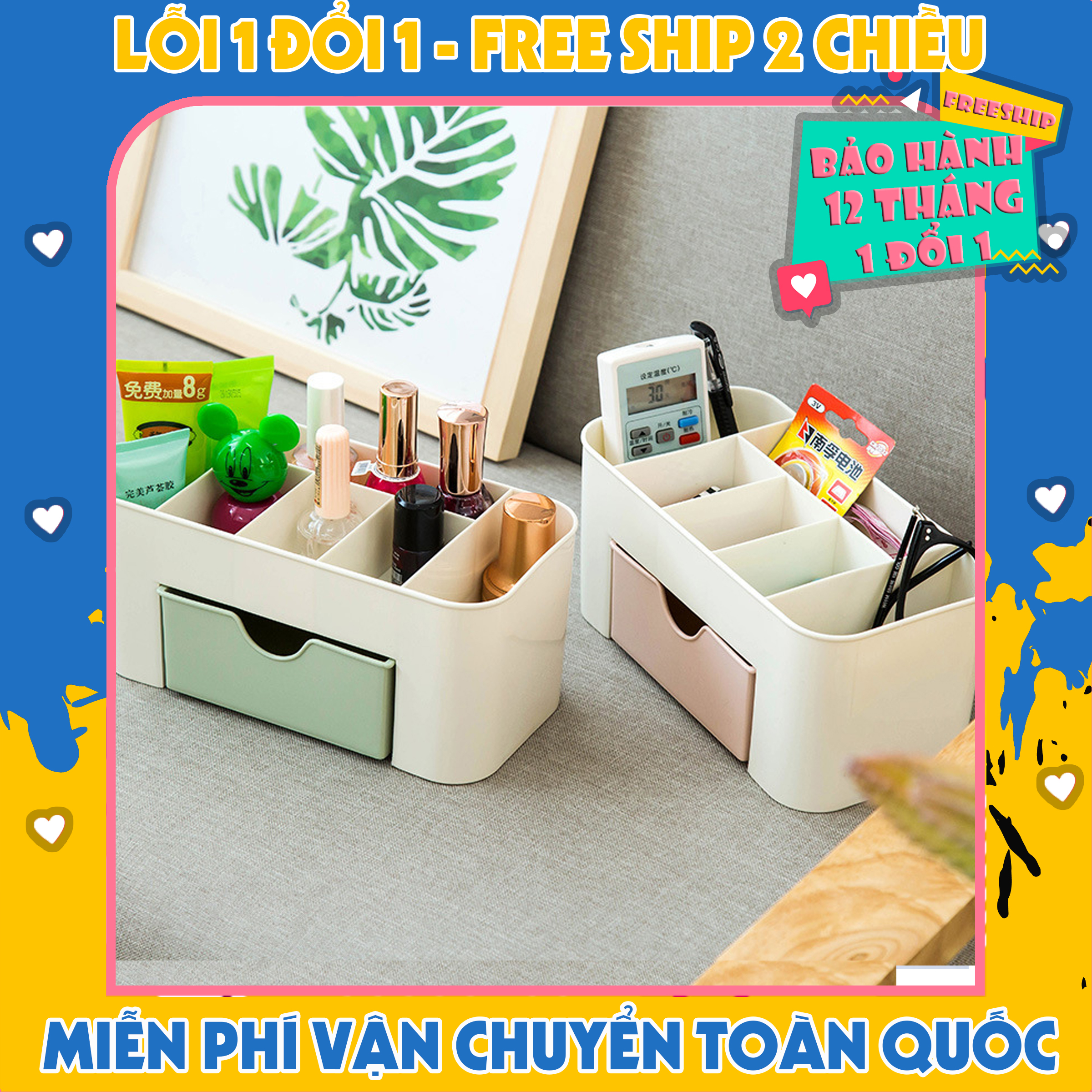 Khay, Kệ Đựng Mỹ Phẩm, Đồ Trang Điểm Mini Bằng Nhựa Loại 1 Ngăn Kéo và Nhiều Ngăn Nhỏ Tiện Dụng