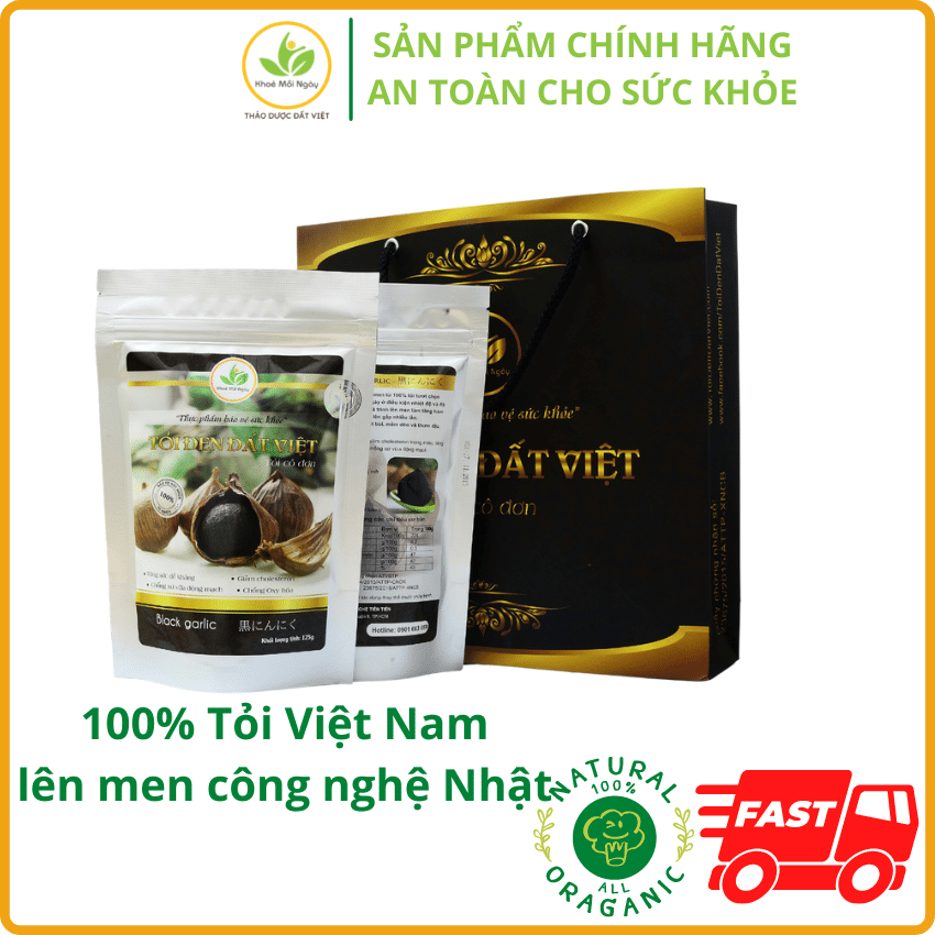 Bộ 2 gói tỏi đen cô đơn đất việt 125g td02, tỏi đen 1 nhánh lên men từ 100% tỏi tươi việt nam cn nhật, dược chất cao, dẻo, ngọt, không còn mùi hăng của tỏi- thảo dược đất việt