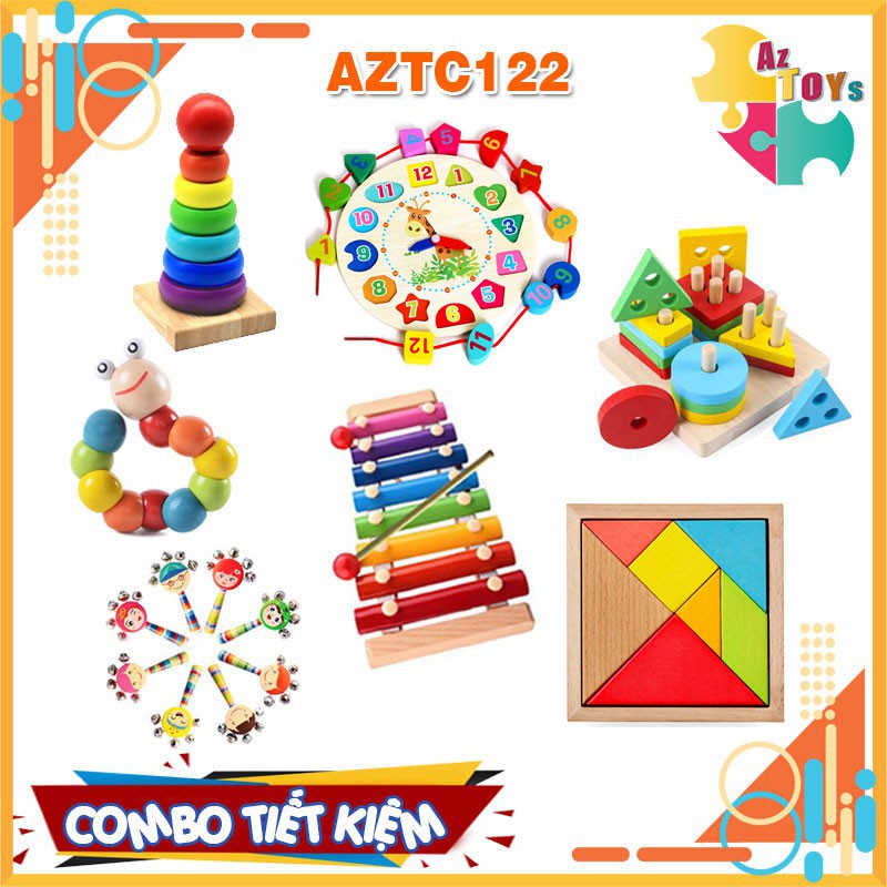 [DEAL SỐC] Combo Đồ Chơi Gỗ Phát Triển Tư Duy Sáng Tạo Cho Bé Vừa Học Vừa Chơi - AZTC122