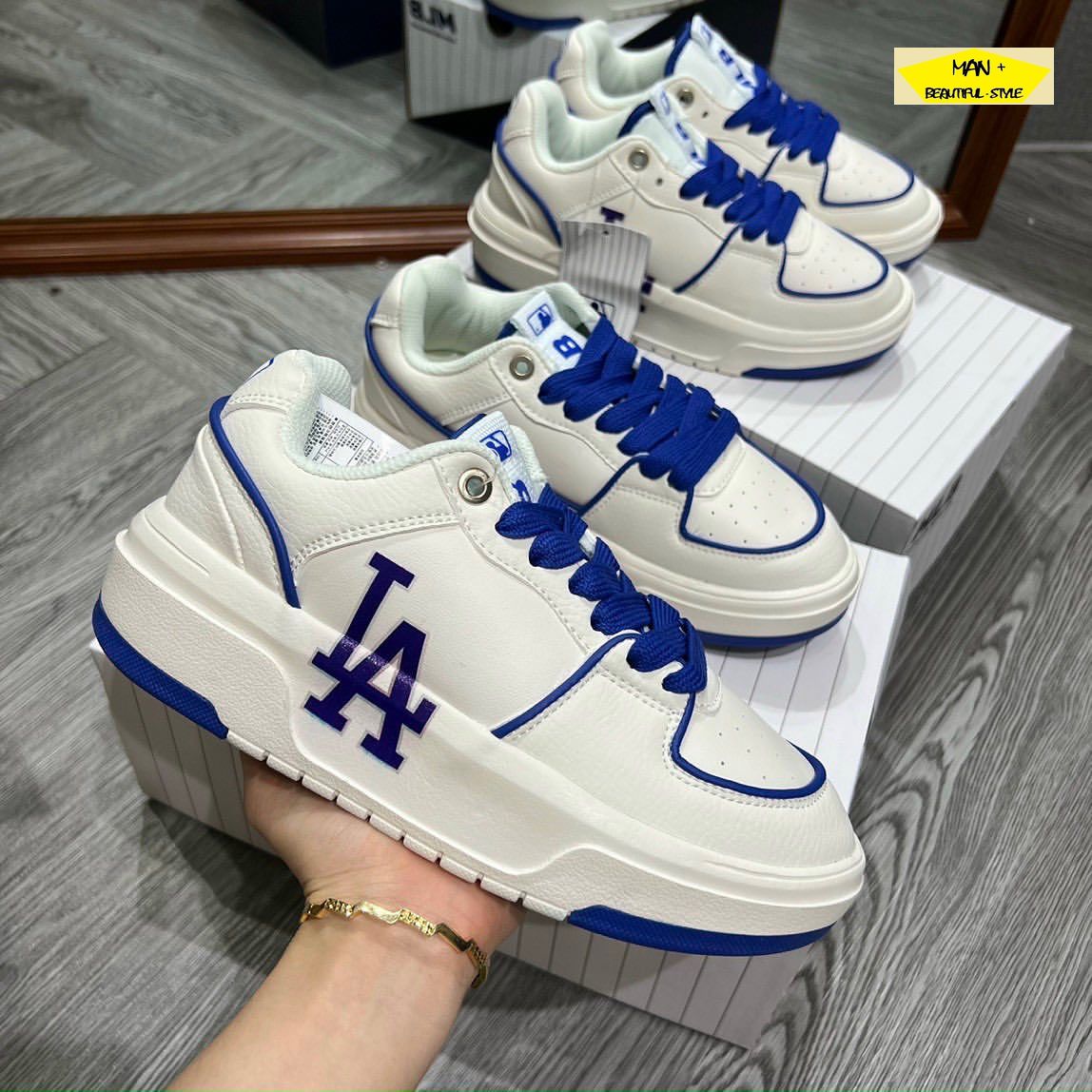 Giày MLB Chunky Liner Low LA màu trắng LA xanh cực chất dành cho nam nữ, giày Hàn Quốc cực đẹp