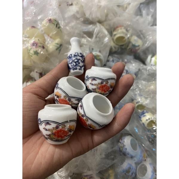 Cóng sứ khuyên lồng chim gắn tai tàu có chốt dán decal ,...