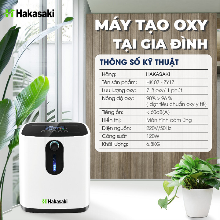 Máy thở oxy y tế hakasaki dung tích 7 lít