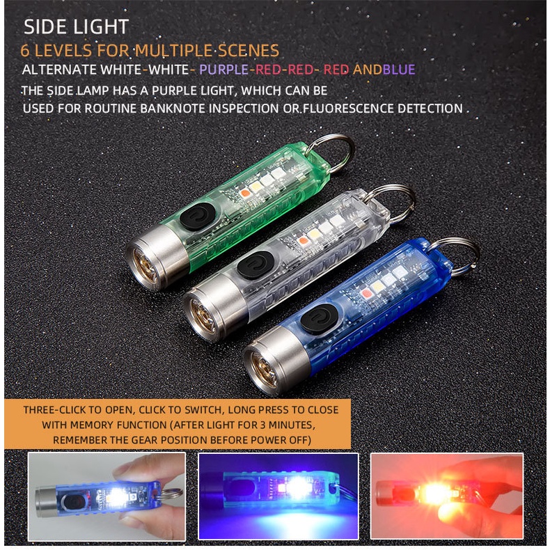 Đèn pin mini siêu sáng móc khóa đa năng, Đèn led mini siêu sáng , đèn pin đa năng, nhỏ gọn, Đèn pin móc khóa cực nhiều chế độ, nhiều màu sắc , móc khóa đèn pin