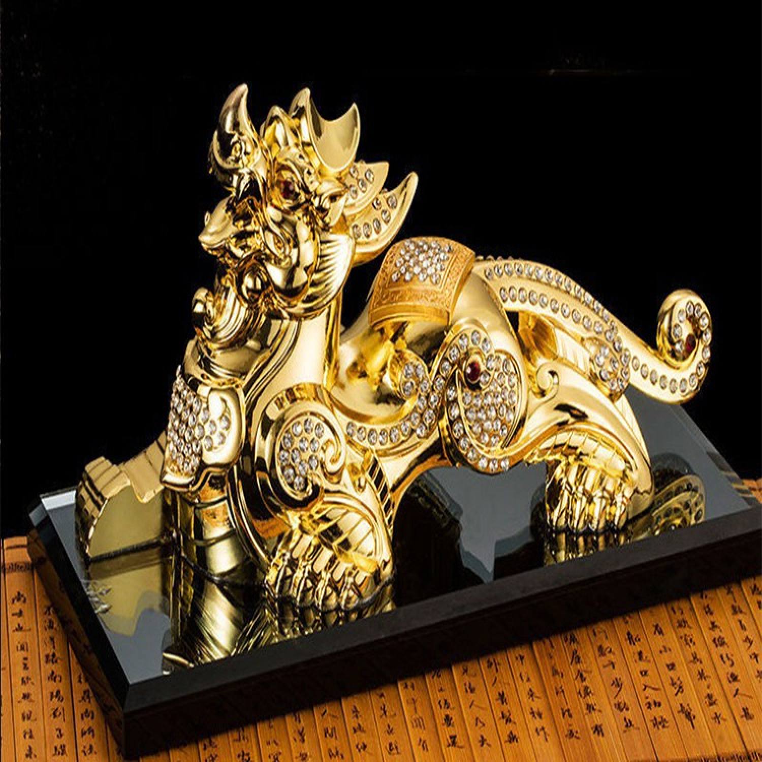 Tượng tỳ hưu đúc đồng pha lê kiêm nước hoa cao cấp đặt taplo ô tô - tượng phong thủy - tượng kỳ lân