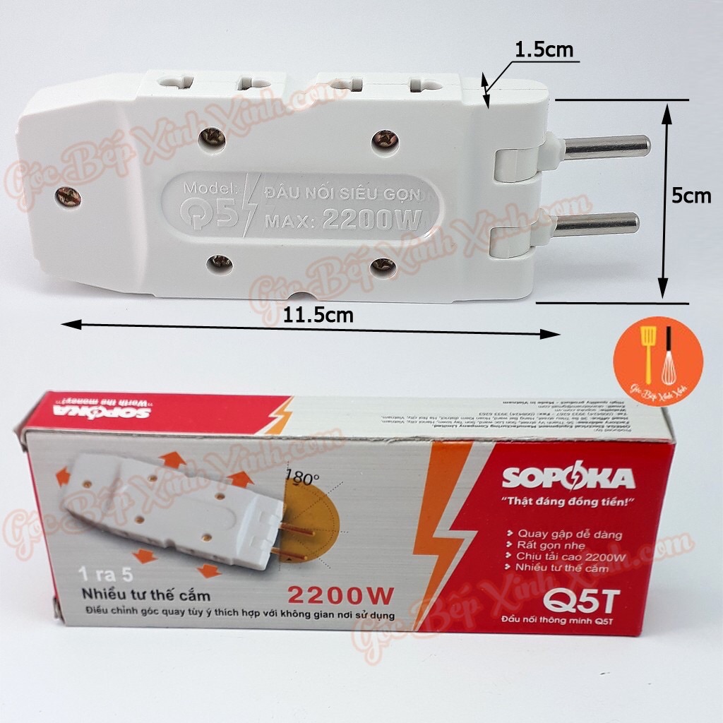 phích cắm chia 5 ổ điện Sopoka