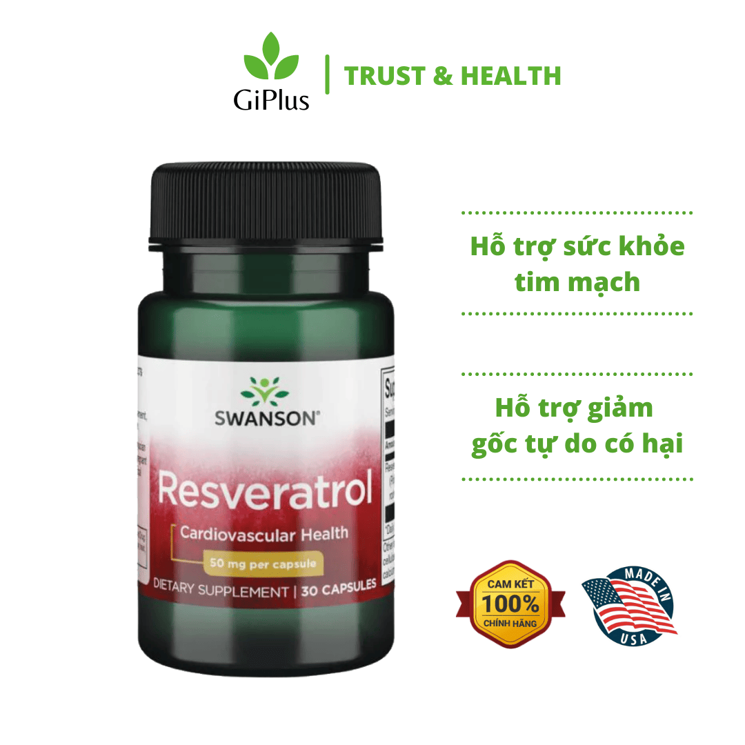 Viên Uống Hỗ Trợ Sức Khỏe Tim Mạch Swanson Resveratrol 50mg