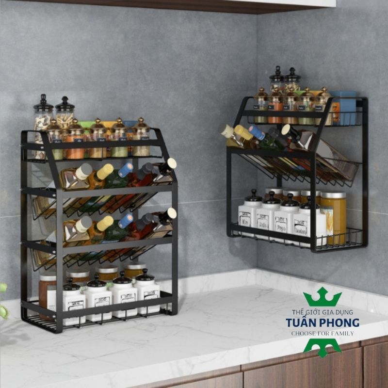 Kệ đựng gia vị 3 tầng,giá để gia vị nhà bếp thông minh siêu tiện lợi gọn gàng và tiết kiệm không gian bếp