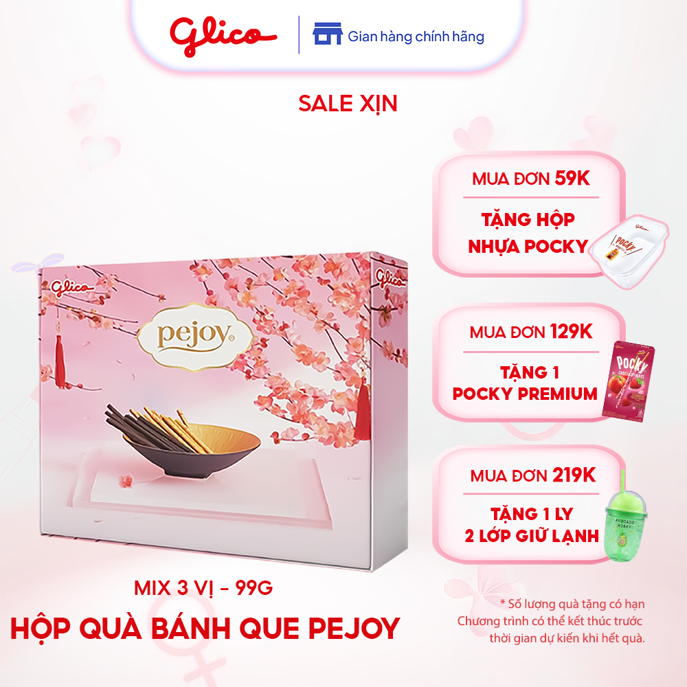 HỘP QUÀ BÁNH POCKY PEJOY MIX VỊ ( 1 kem Chocolate + 1 vị Vani + 1 vị Bạc Hà) 99gr