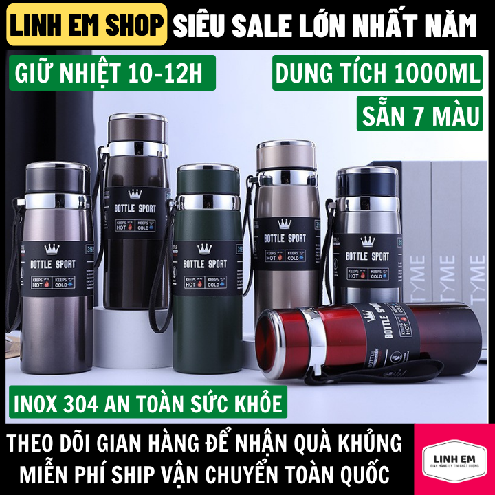 Bình giữ nhiệt Bottle Sport Inox Dung Tích 1000ml Giữ Nhiệt 10-12h Inox 304 an toàn với sức khỏe, ly giữ nhiệt binh nuoc giu nhiet,bình nước giữ nhiệt, binh giu nhiệt