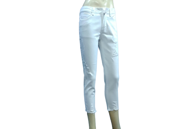 [HCM]quần jean nữ dài 9 tất  màu trắng tinh  thời trang wash rách nhẹ lai tua from đẹp cạp vừa năng động vải co giản mạnh.