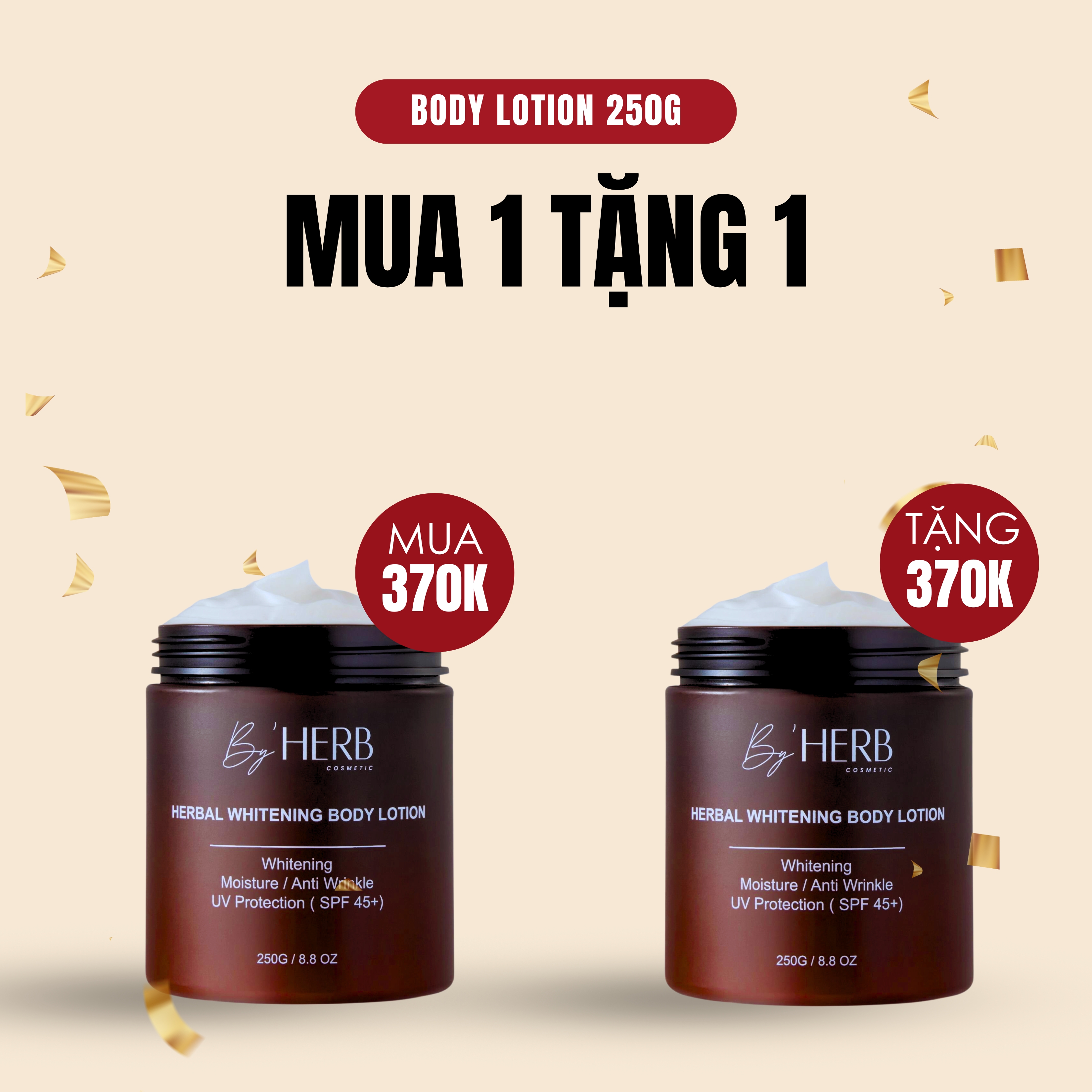 Kem dưỡng trắng da body by'herb - herbal whitening body lotion 250g