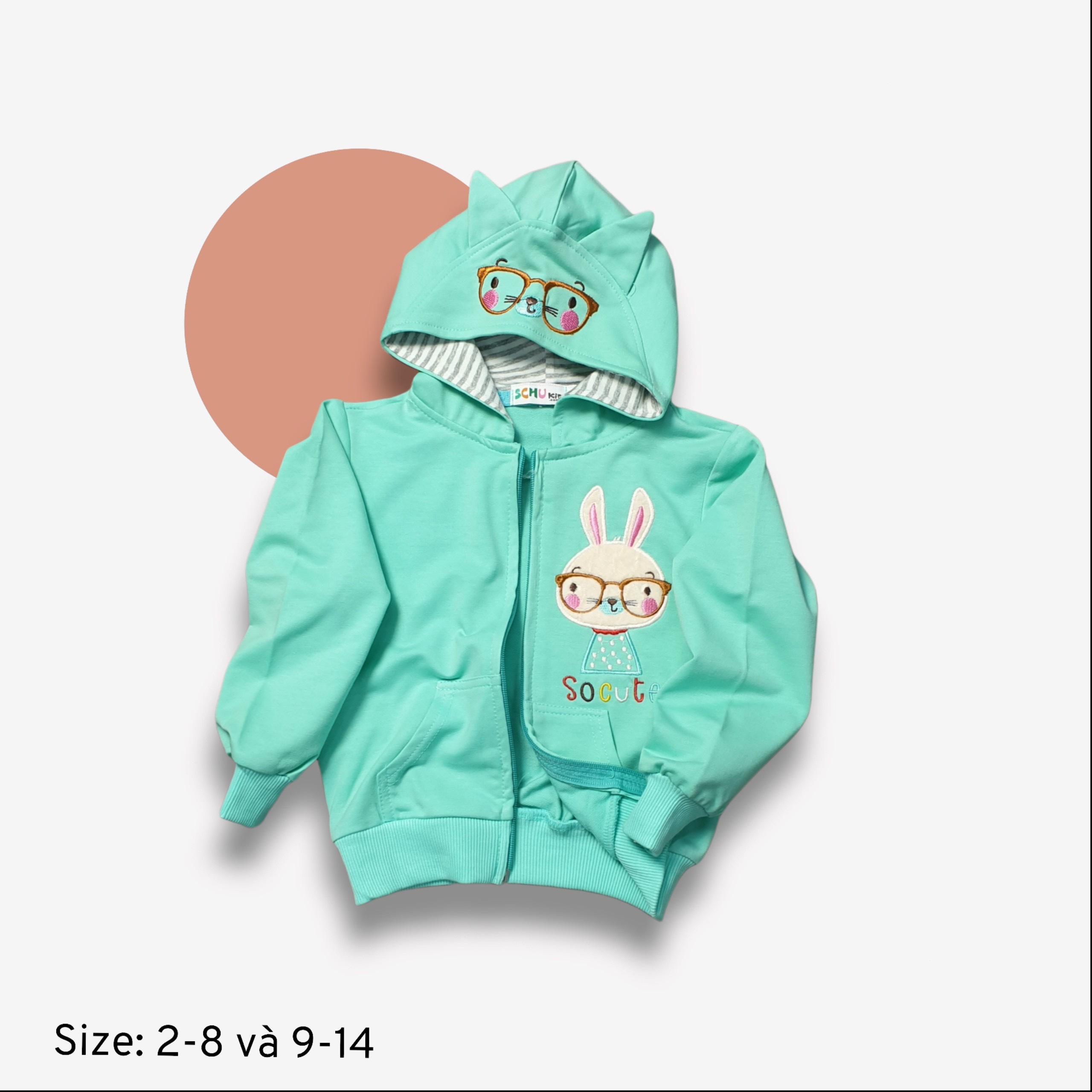 Áo khoác thun cotton da cá cho bé gái 9-40kg _ Áo khoác cho bé gái size 9kg-40kg _ Áo khoác bé gái_ Áo khoác có mũ cho bé