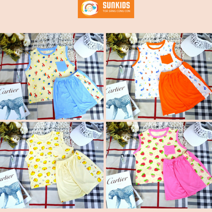 Đồ bộ bé trai, bé gái sunkids in hoạ tiết dễ thương