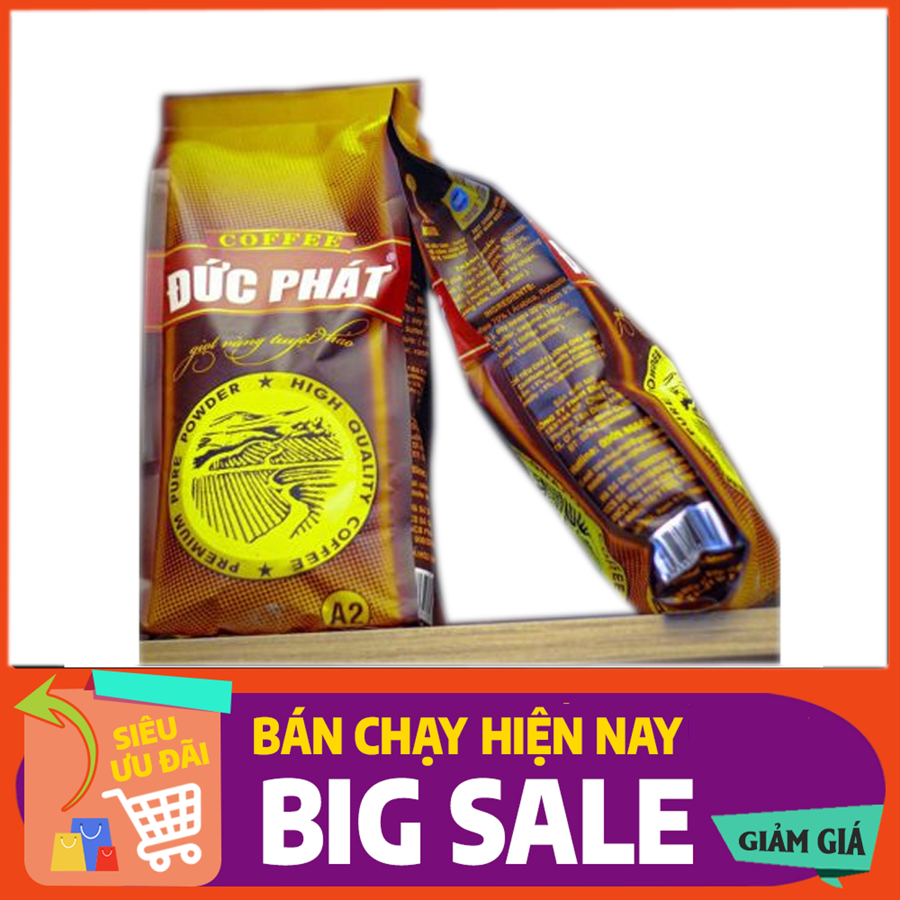 Cà phê bột - rang xay gu truyền thống đức phát coffee robusta loại túi 500 gr