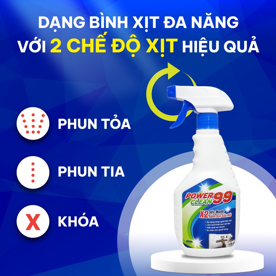 Nước tẩy dầu mỡ đa năng siêu mạnh POWER CLEAN 99, hiệu quả tẩy cực nhanh, cực mạnh, an toàn sức khỏe