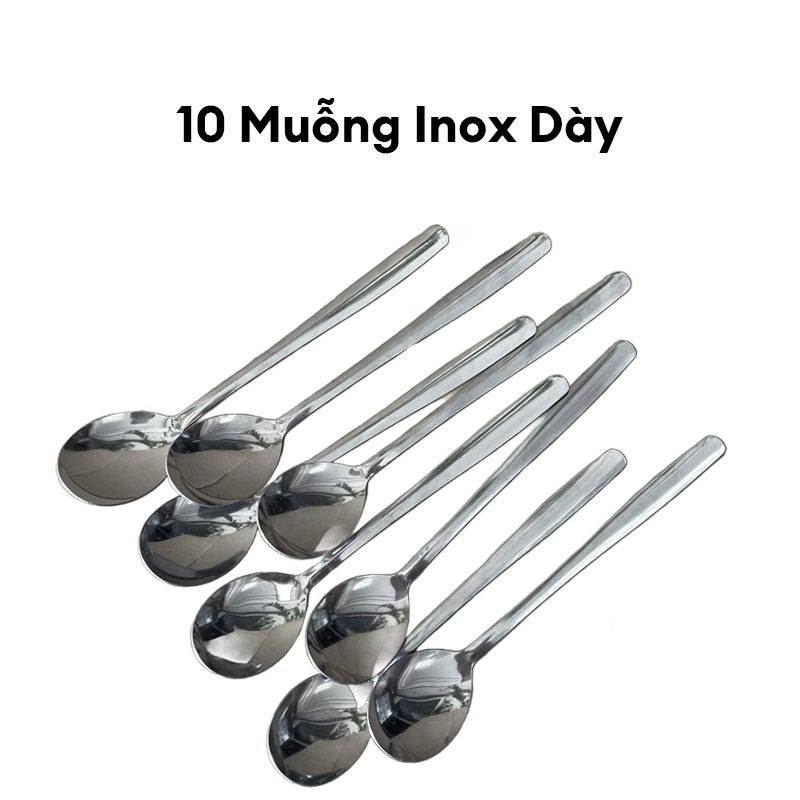 Bộ Thìa Inox 10 Món Bền Không Rỉ Sét Sự Lựa Chọn Cá Nhân Dụng Cụ Cà Phê Dao Kéo Nhà Bếp