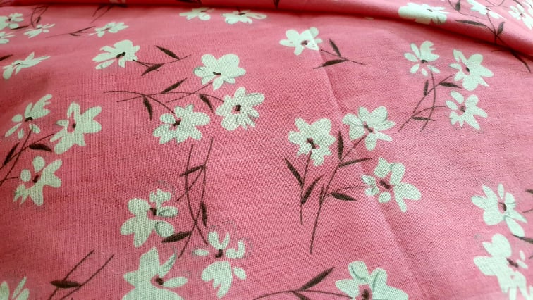 [HCM]Vải bố may đồ handmade họa tiết hoa mộc lan hồng