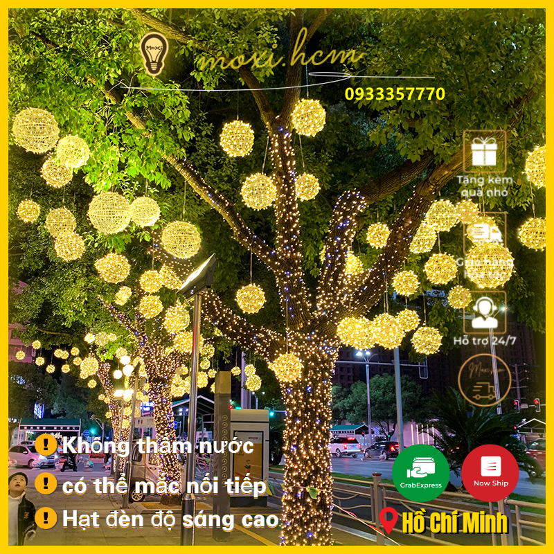 [HCM]Đèn LED Trang Trí Ngoài Vườn Hình Quả Cầu Mây/ Đèn Trang Trí Hình Tròn Trang Trí Sân Vườn Cây Cảnh Tiệc Cưới Lễ Cầu Hôn Tỏ Tình Sinh Nhật Quà Tặng Đầy Ý Nghĩa KHÔNG GỒM PHÍCH CẮM