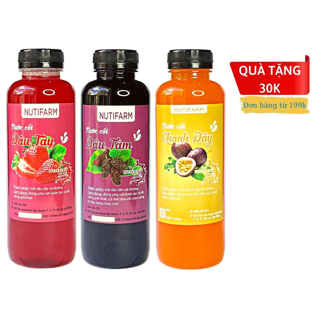 Nước cốt dâu tằm, dâu tây, chanh dây 500ml NutiFarm siro dâu đặc sản đà lạt