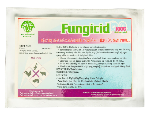NĂM THÁI FUNGICID 100g nấm mào, nấm da, nấm diều, nấm phổi và túi khí gia cầm và gia súc