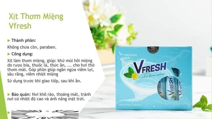 [MUA 1 TẶNG 1]VFRESH - Xịt thơm miệng hương thơm tươi mát tự nhiên