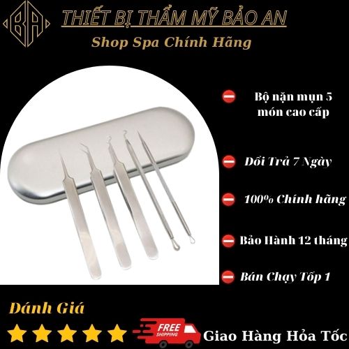 Bộ dụng cụ nặn mụn 5 món 5 chi tiết dùng nặm các loại mụn. dùng cá nhân spa tmv