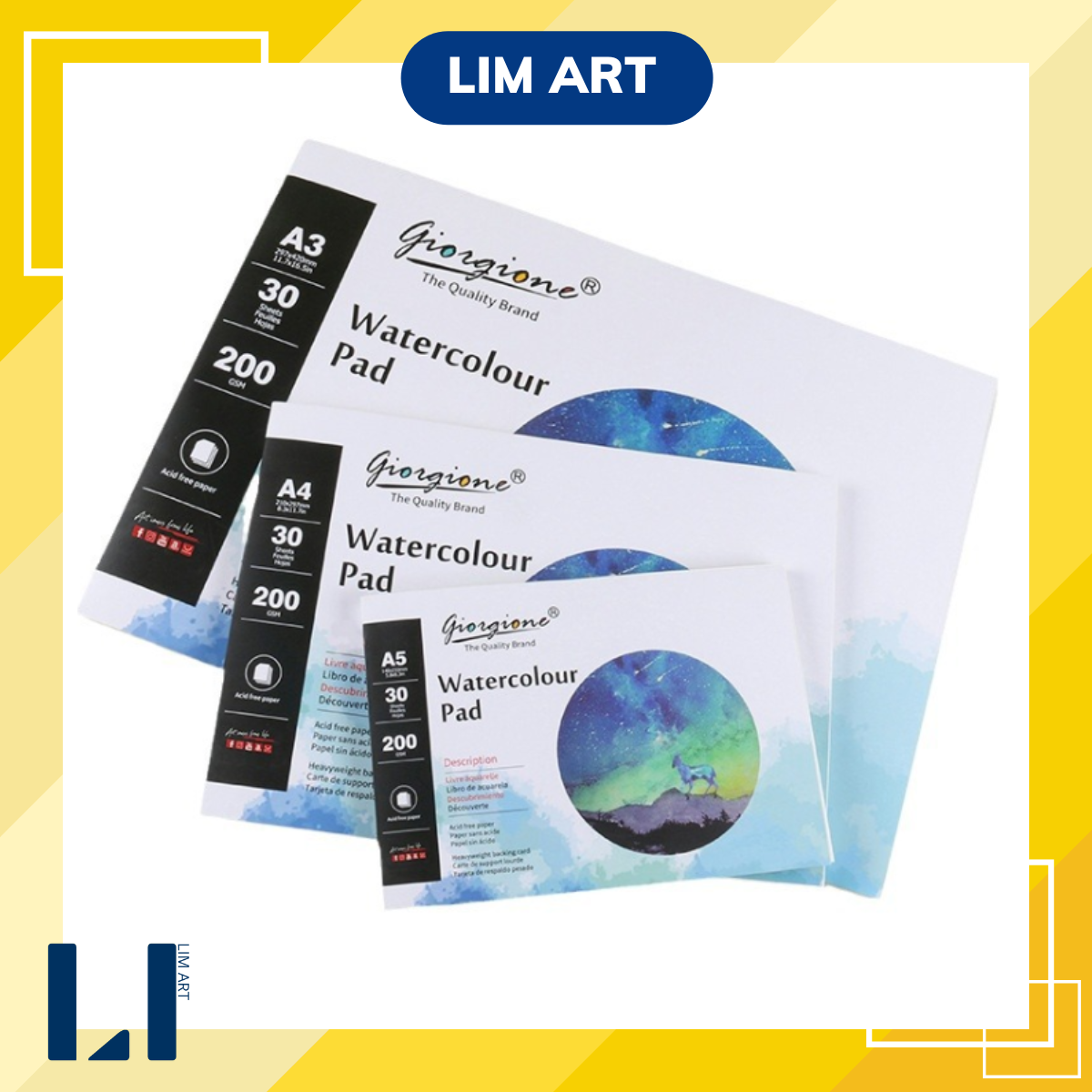 Sổ vẽ, giấy vẽ màu nước, khổ a3/a4/a5 200gsm 30 tờ giorgione