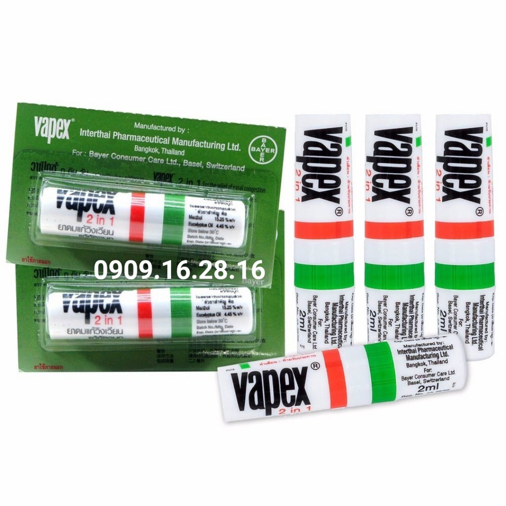 1 ống hít thông mũi 2 đầu vapex thái lan