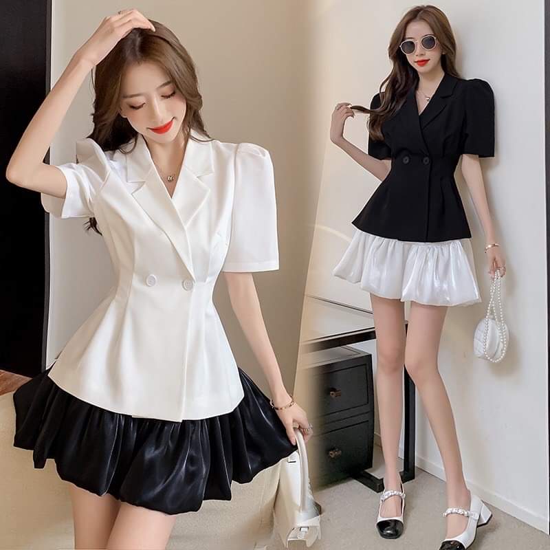 Set áo váy blazer (gồm: áo vest blazer và chân váy) TANA mặc đi tiệc, đi làm đều tiện D0233